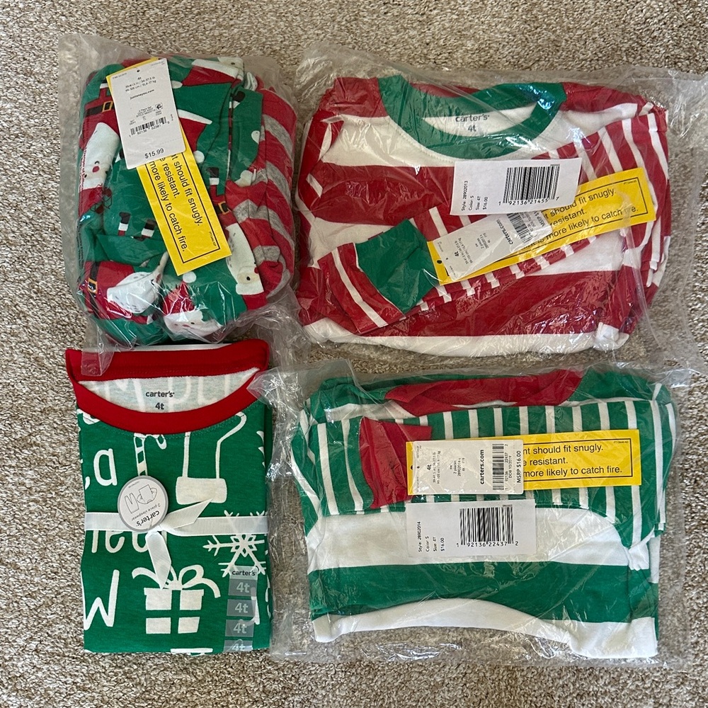 Carter's Bundle of Kids Christmas Pajamas - Set of 5